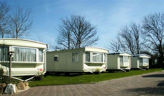 Row of modern caravans at Sunny Meadow